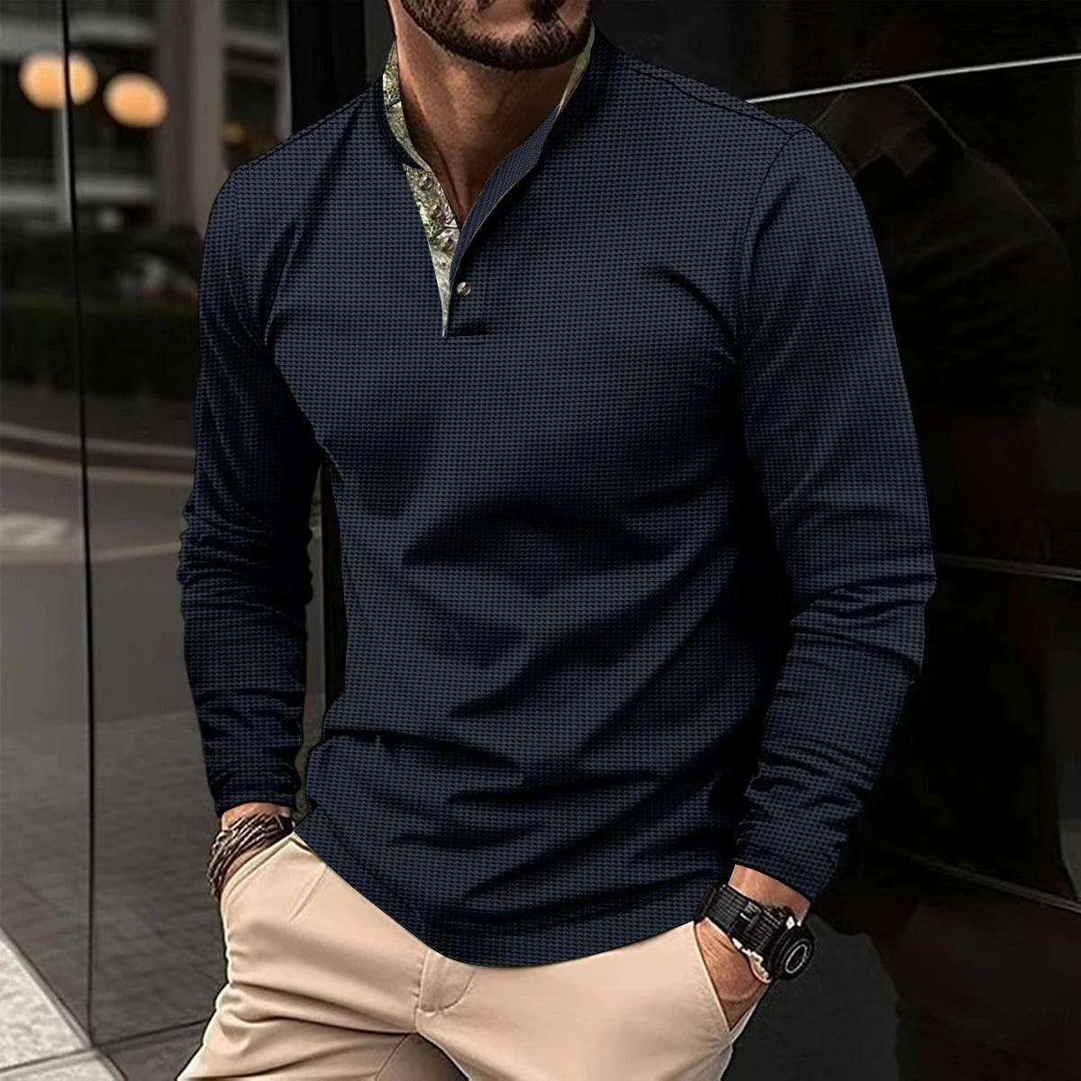 T-shirt Henley a maniche lunghe da uomo - Image 4