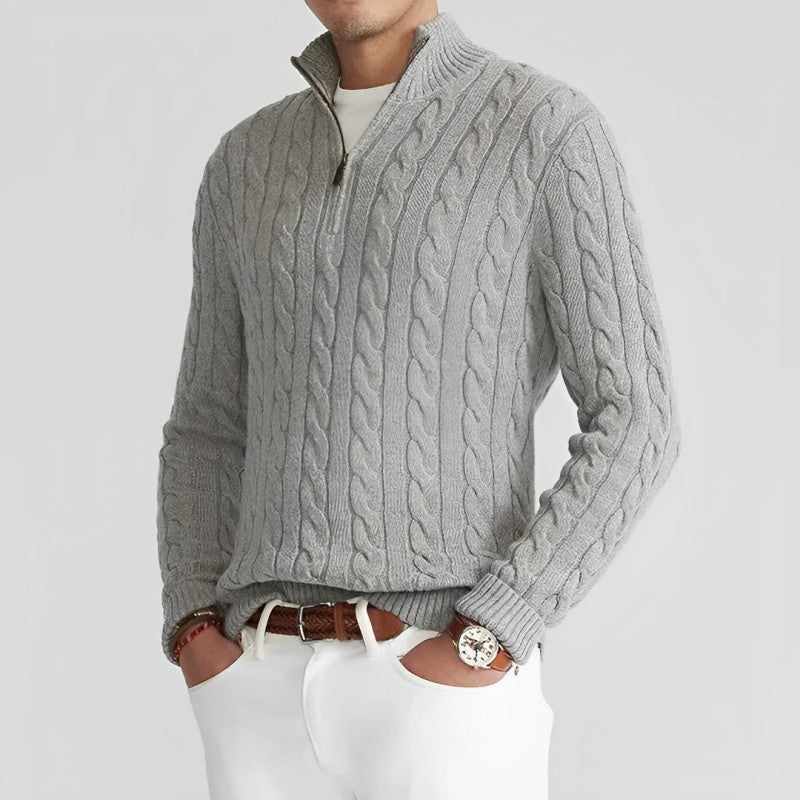 Maglione da uomo a trecce con zip corta - Image 4