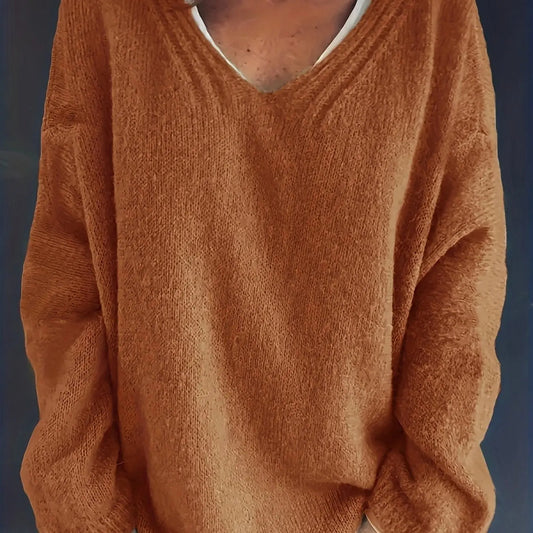 Maglione da Donna Oversize con Scollo a V - Image 1