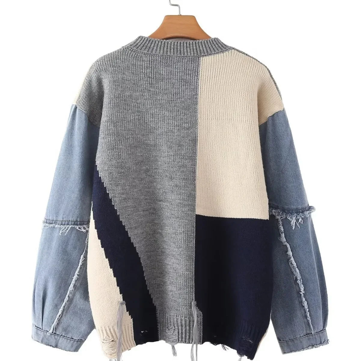 Maglione in denim oversize da donna - Image 3