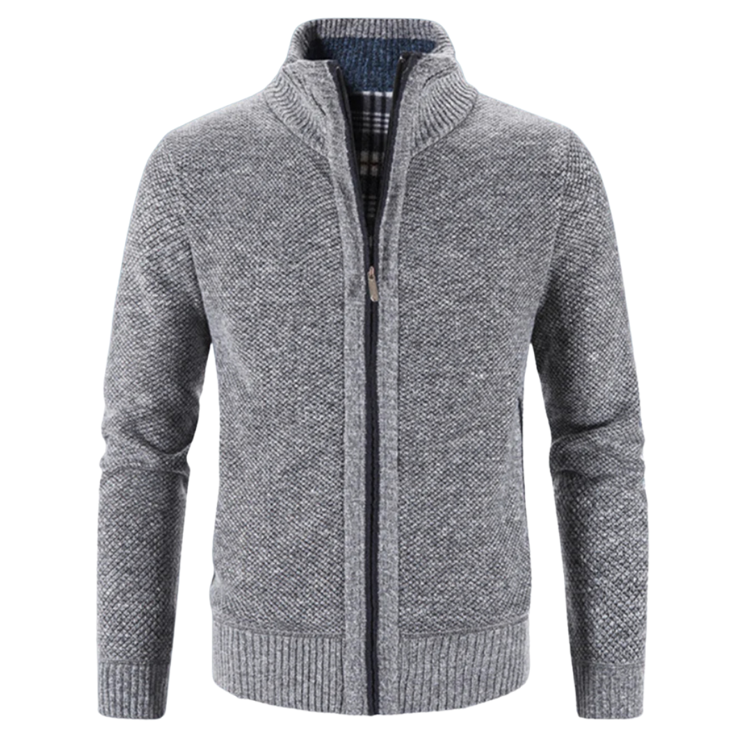 Maglione da Uomo con Zip Intera in Maglia a Coste - Image 2