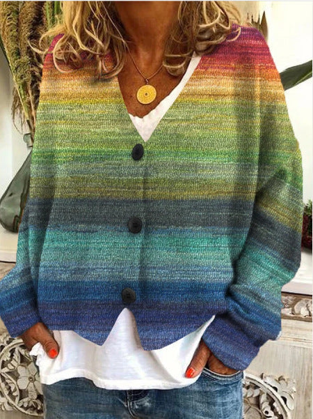 Cardigan da Donna a Righe con Scollo a V - Image 3
