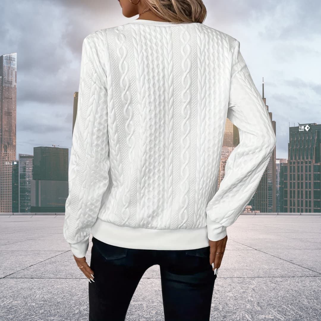 Maglione da donna a trecce con zip corta - Image 6