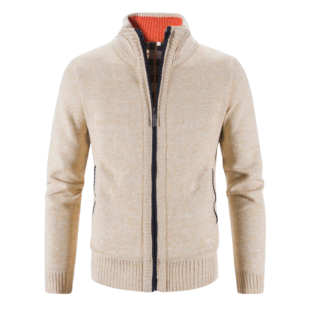 Maglione da Uomo con Zip Intera in Maglia a Coste - Image 3