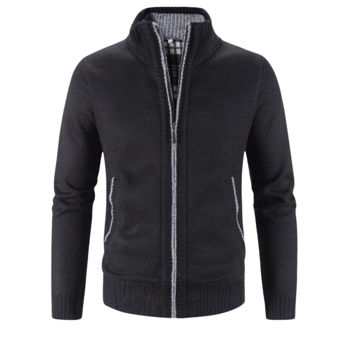 Maglione da Uomo con Zip Intera in Maglia a Coste - Image 4