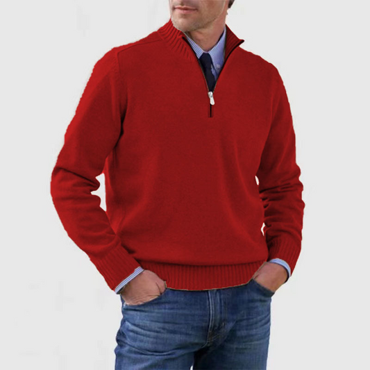 Maglione da uomo a manica lunga con zip corta - Image 1
