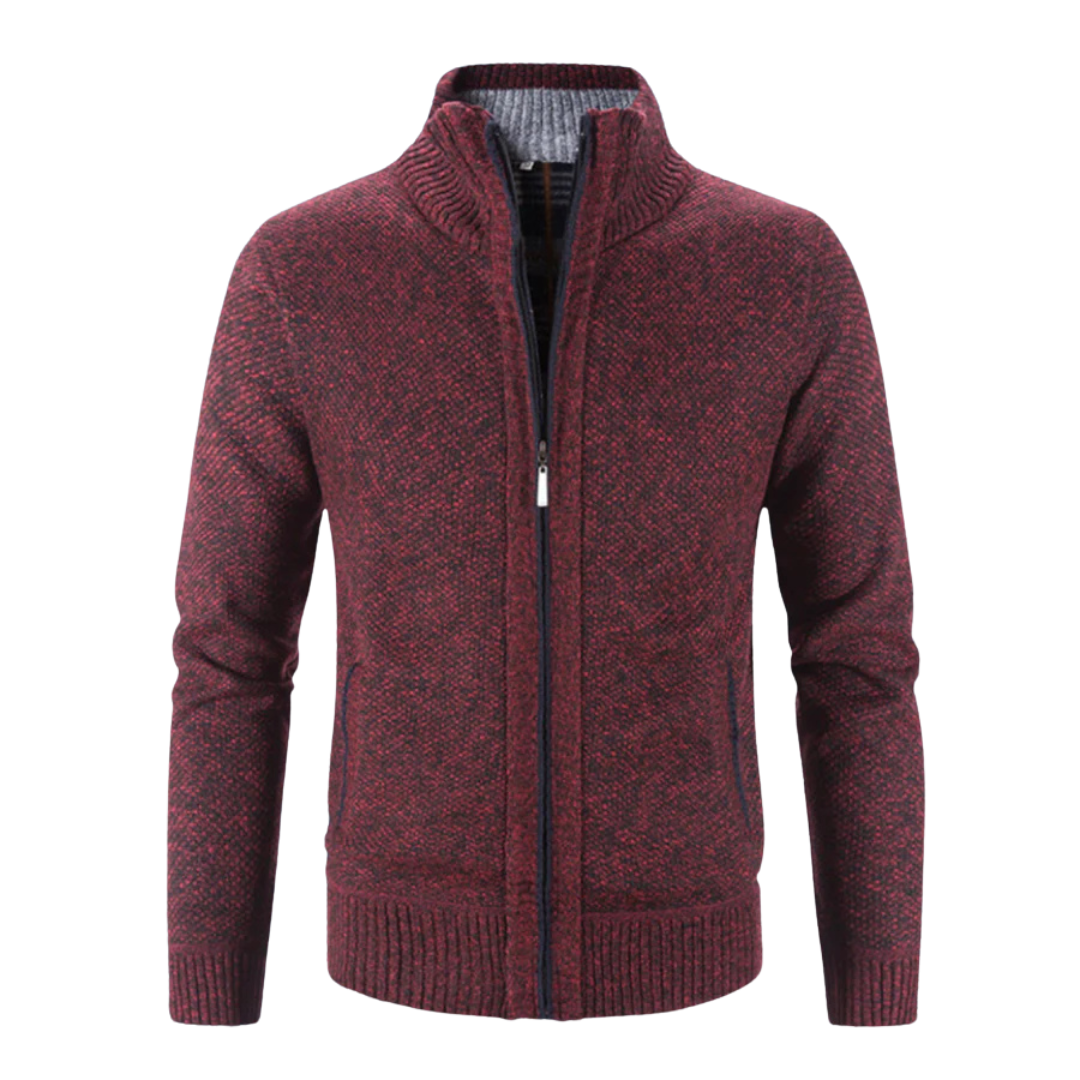 Maglione da Uomo con Zip Intera in Maglia a Coste - Image 5