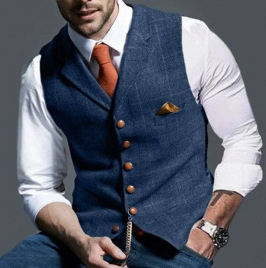 Gilet da uomo slim fit a quadri - Image 1