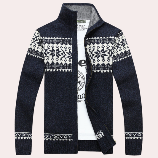 Giacca da uomo in maglia fantasia con zip intera - Image 1
