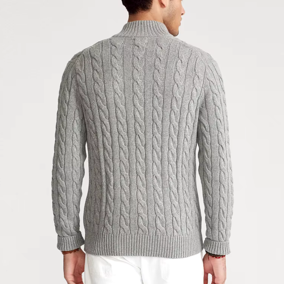Maglione da uomo a trecce con zip corta - Image 3