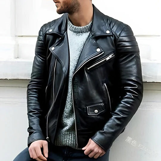 Giacca in pelle slim-fit da uomo - Image 1