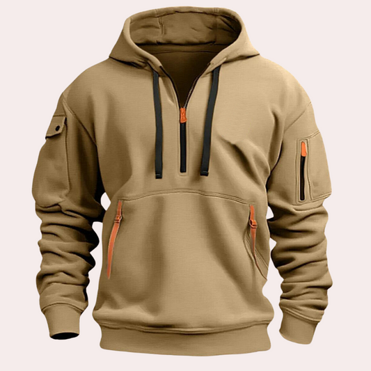 Felpa da uomo con cappuccio e mezza zip - Image 1