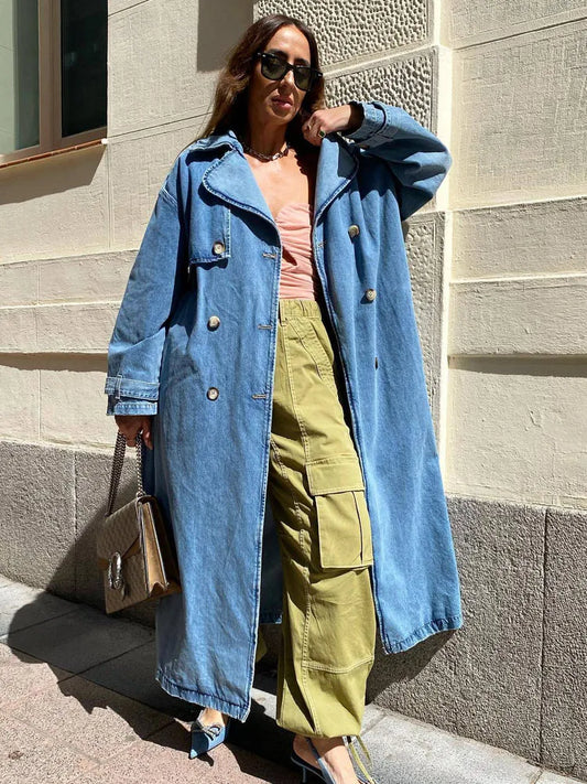 Cappotto in denim doppiopetto da donna - Image 1
