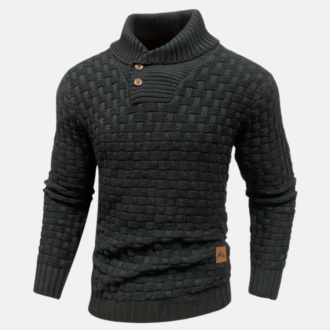 Maglione da uomo lavorato a maglia testurizzato con collo sciallato - Image 6