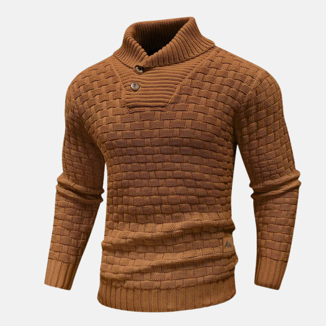 Maglione da uomo lavorato a maglia testurizzato con collo sciallato - Image 9
