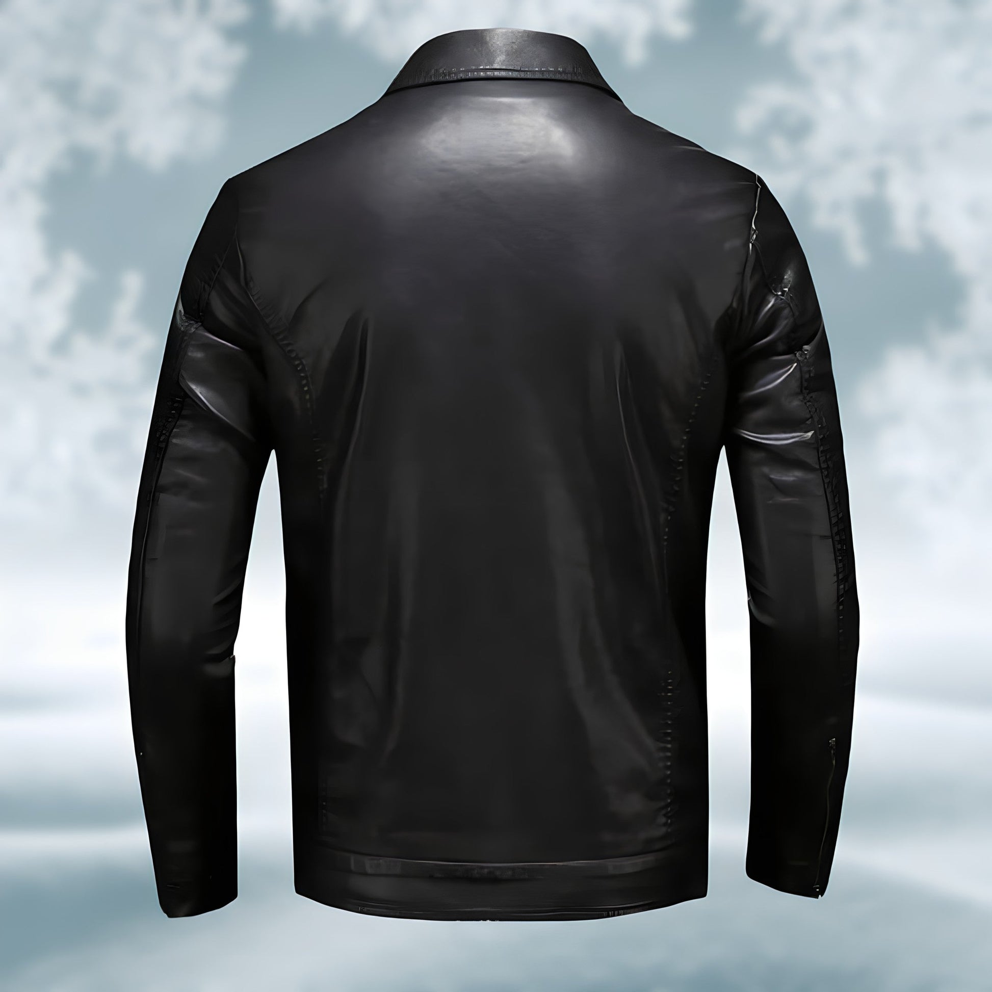 Giacca in pelle da uomo con colletto - Image 4