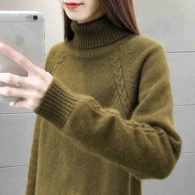 Maglione a collo alto a maniche lunghe da donna - Image 6