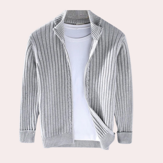 Giacca da uomo in maglia a coste con zip - Image 1