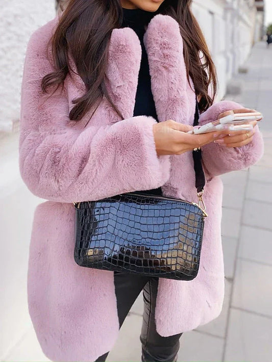 Cappotto da donna aperto davanti in ecopelliccia - Image 1