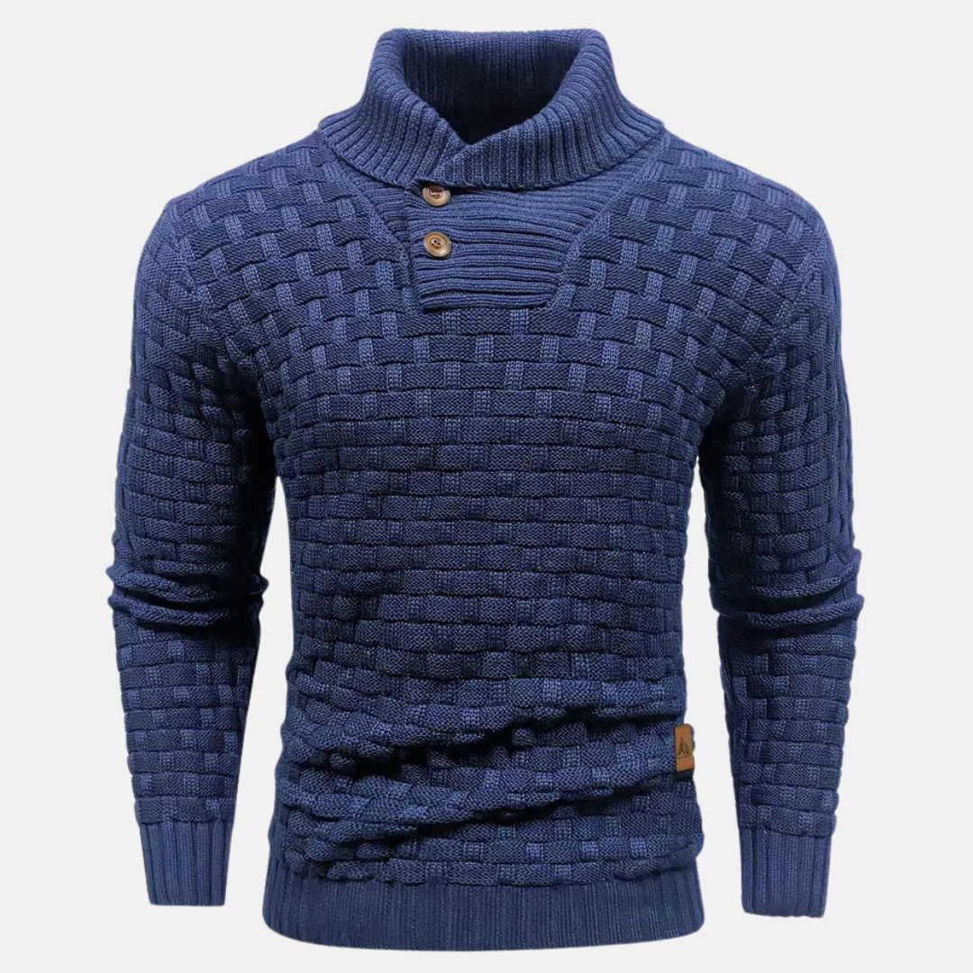 Maglione da uomo lavorato a maglia testurizzato con collo sciallato - Image 2