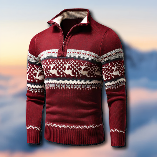 Maglione da uomo Fair Isle con zip corta - Image 1