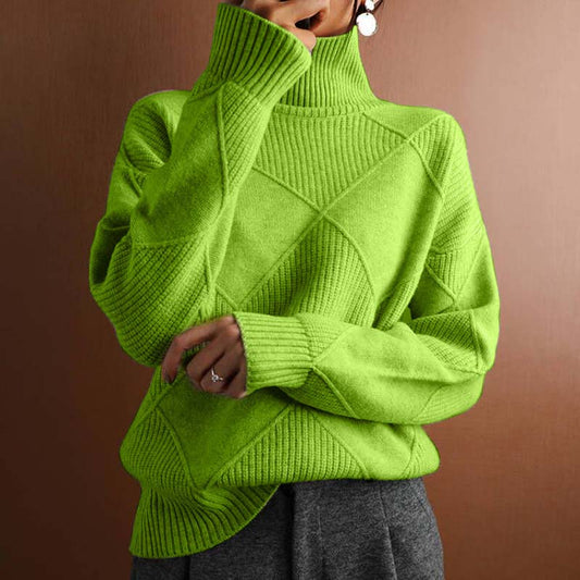 Maglione da Donna a Collo Alto con Motivo a Diamanti - Image 1