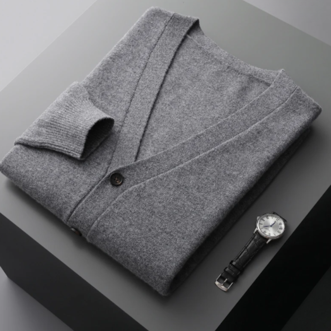 Cardigan da Uomo in Maglia a Coste con Scollo a V - Image 10