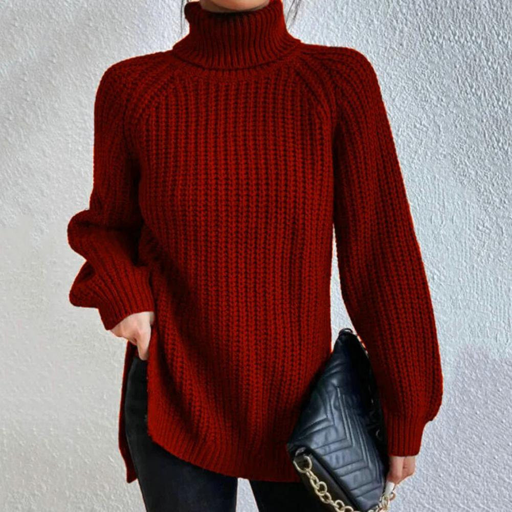 Maglione da Donna a Coste con Collo Alto - Image 4