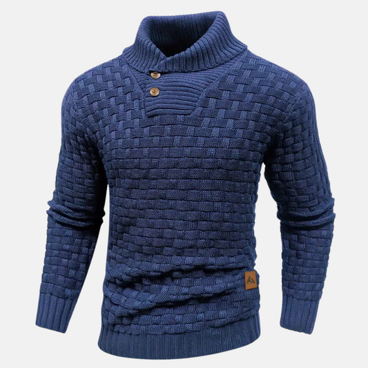 Maglione da uomo lavorato a maglia testurizzato con collo sciallato - Image 1