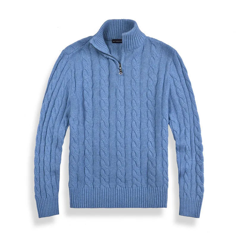 Maglione da uomo a trecce con zip corta - Image 7