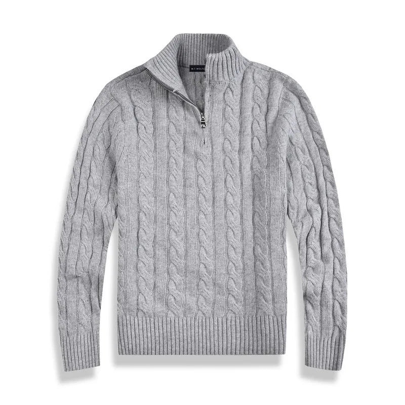 Maglione da uomo a trecce con zip corta - Image 6