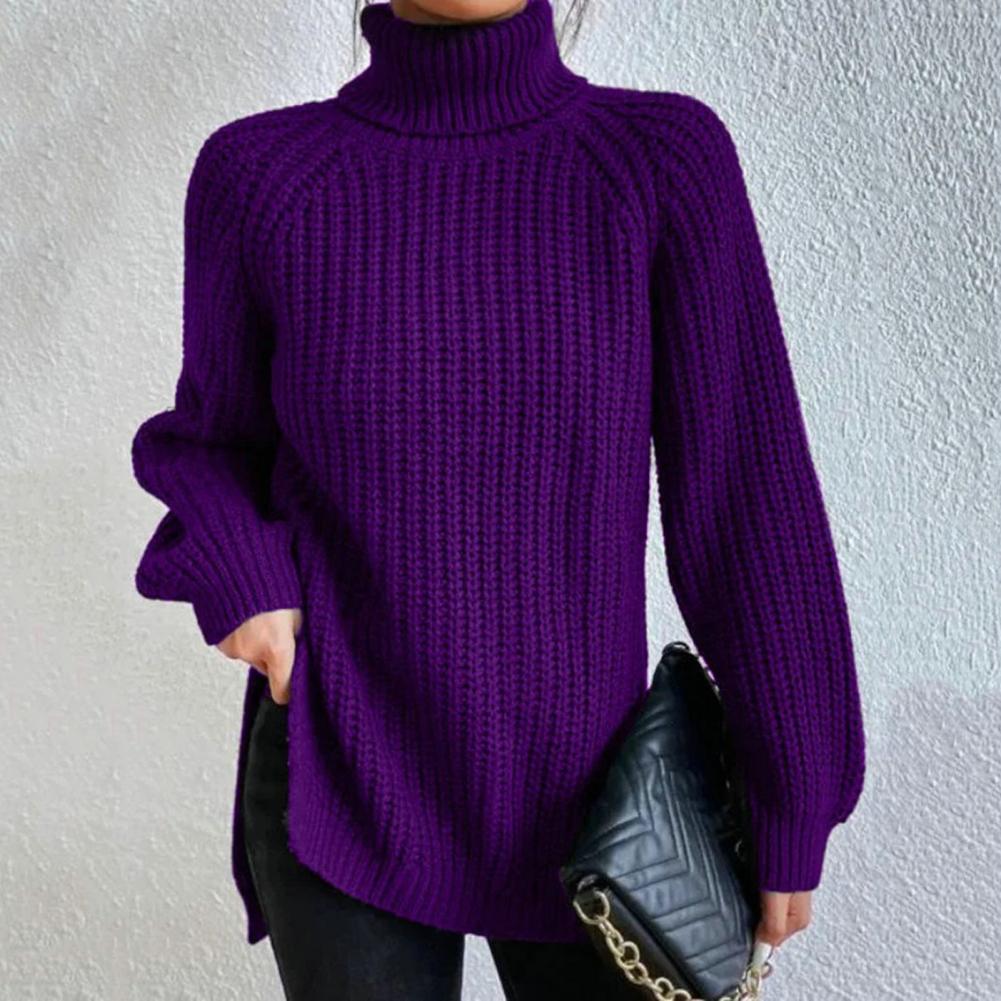 Maglione da Donna a Coste con Collo Alto - Image 3