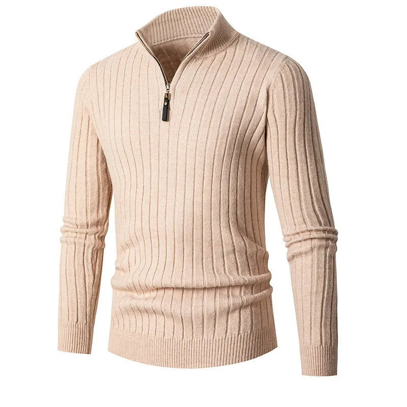 Maglione da uomo a coste con zip corta - Image 9