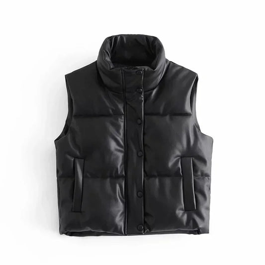 Gilet in pelle da donna senza maniche - Image 1