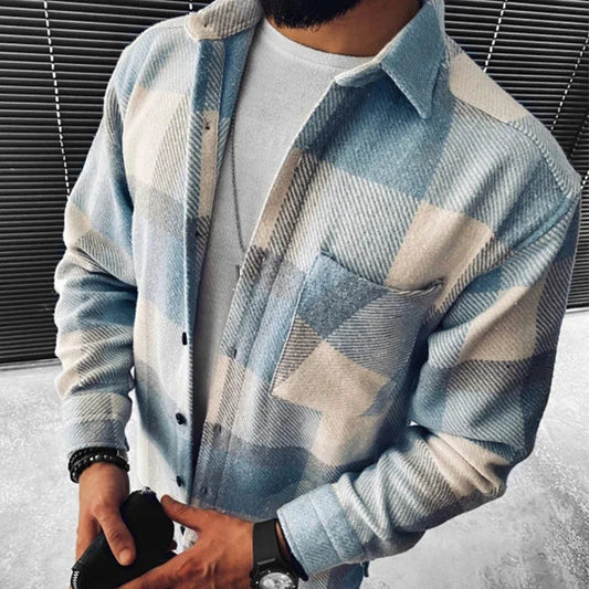 Camicia a quadri da uomo con bottoni - Image 1