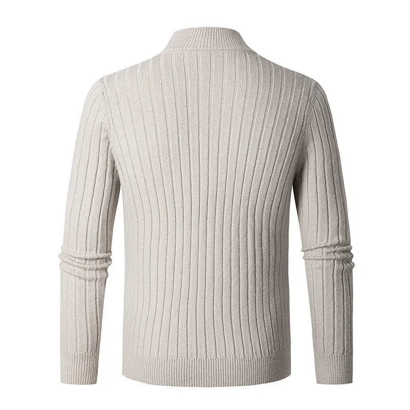Maglione da uomo a coste con zip corta - Image 3