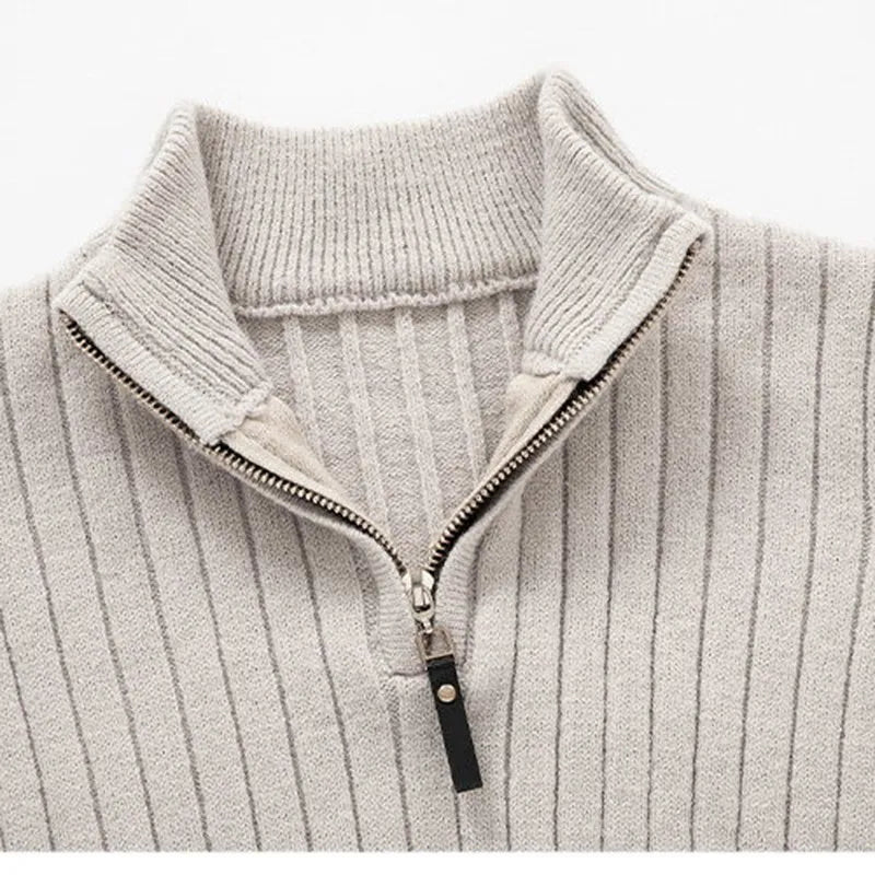 Maglione da uomo a coste con zip corta - Image 2