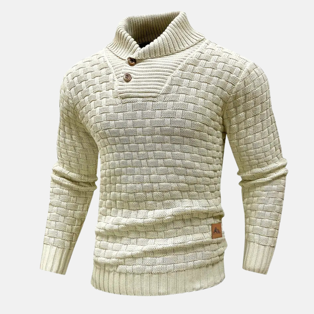 Maglione da uomo lavorato a maglia testurizzato con collo sciallato - Image 8