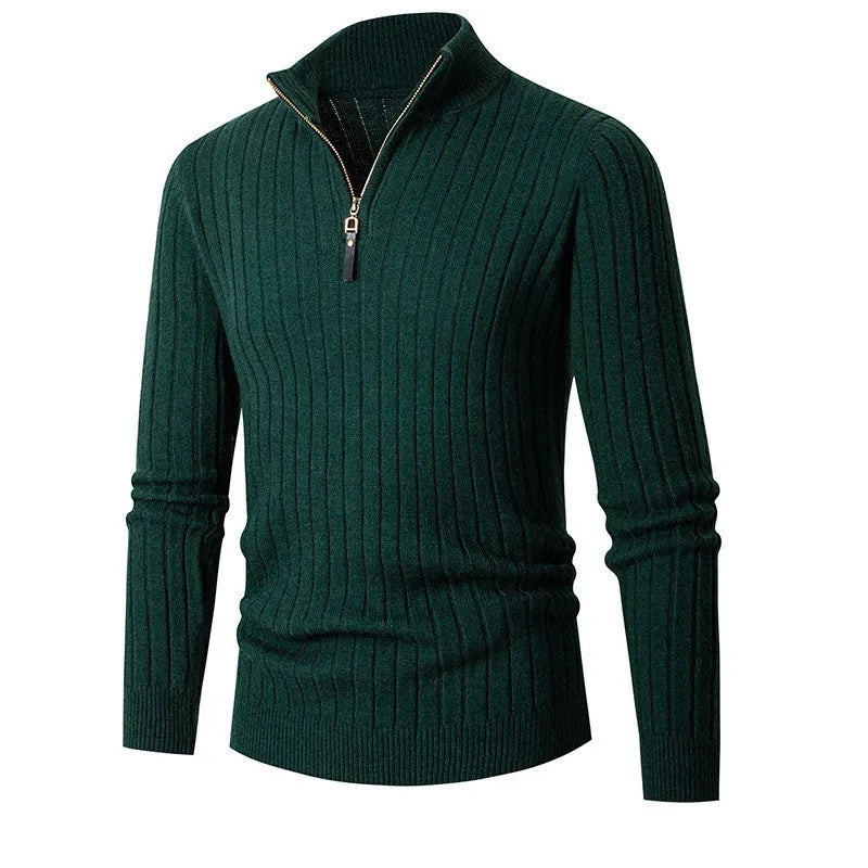 Maglione da uomo a coste con zip corta - Image 10