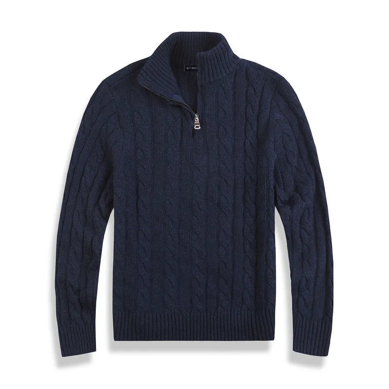 Maglione da uomo a trecce con zip corta - Image 8