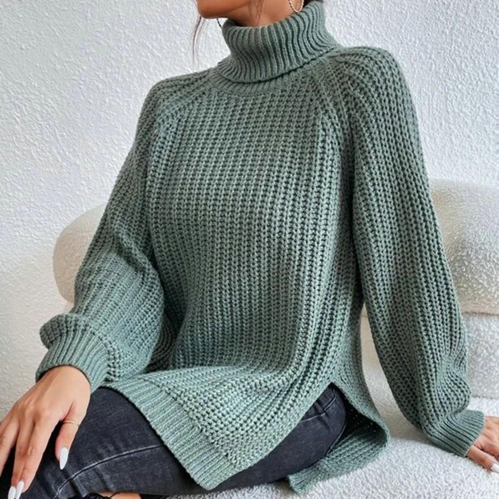 Maglione da Donna a Coste con Collo Alto - Image 2