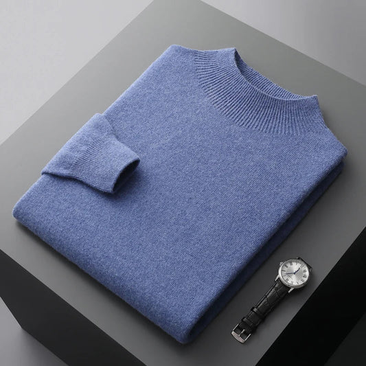 Maglione da uomo a coste con collo alto - Image 1