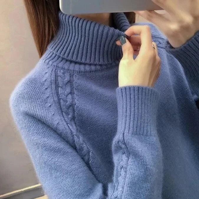 Maglione a collo alto a maniche lunghe da donna - Image 5