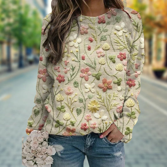Maglione da donna con ricami floreali - Image 1