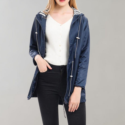 Cappotto da donna con cappuccio e zip - Image 1