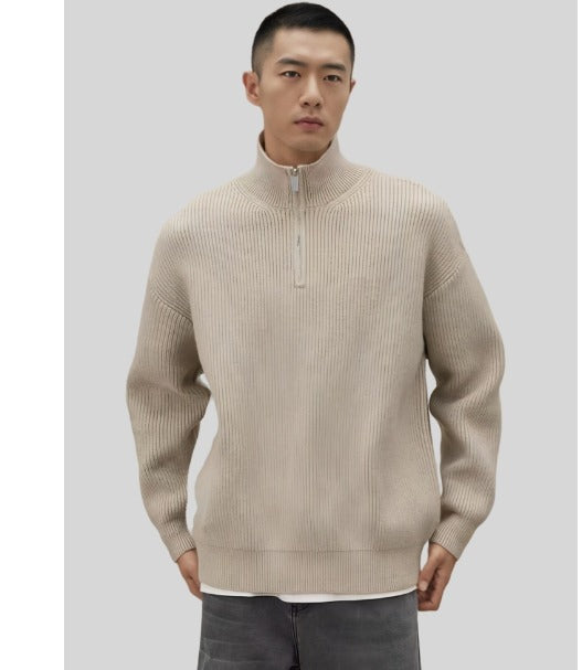 Maglione da Uomo a Coste con Zip Corta - Image 5