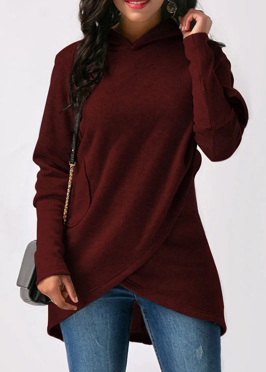 Maglione da donna con cappuccio e avvolgente sul davanti - Image 1