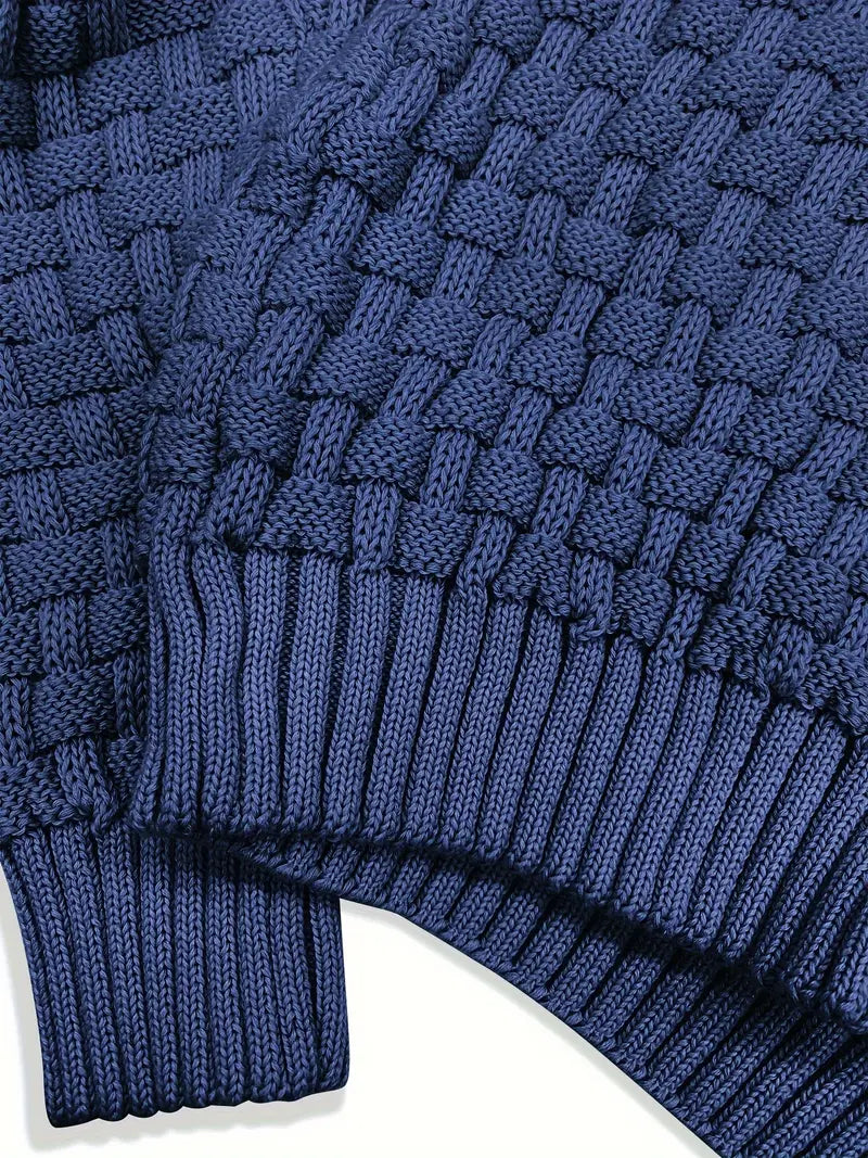 Maglione da uomo lavorato a maglia testurizzato con collo sciallato - Image 4