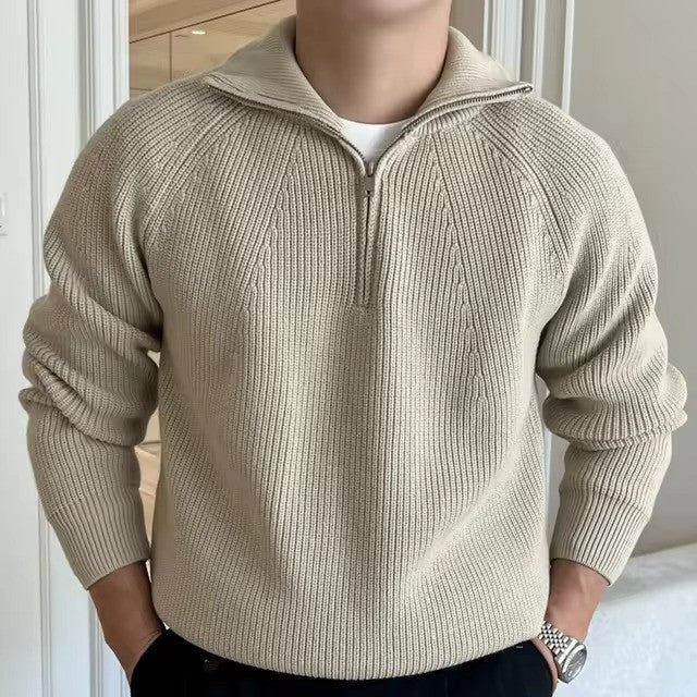 Maglione da Uomo a Coste con Zip Corta - Image 2