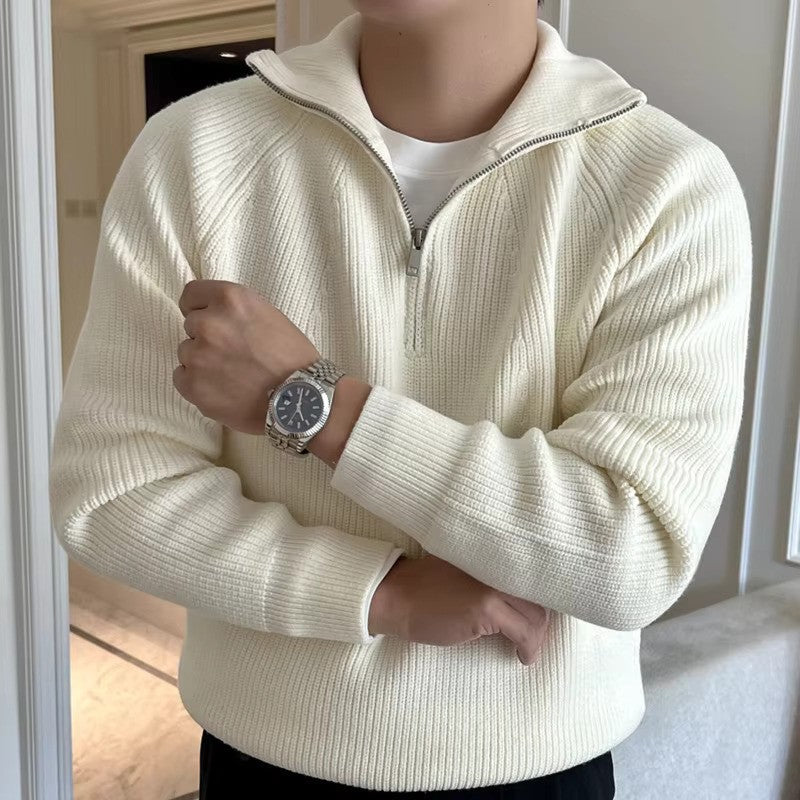 Maglione da Uomo a Coste con Zip Corta - Image 3